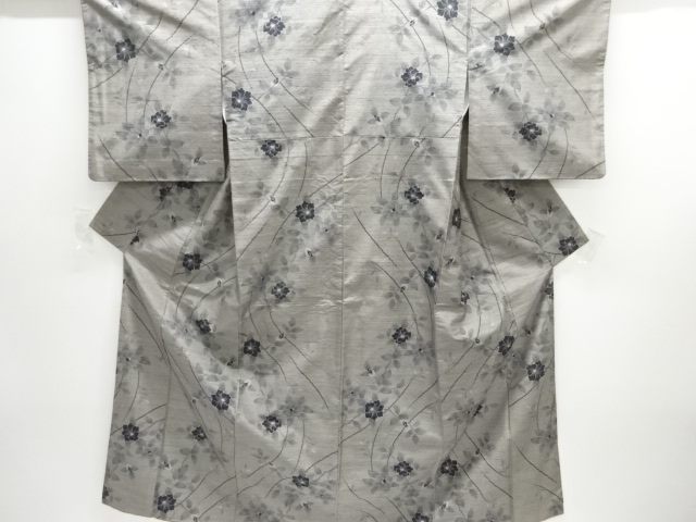 JAPANESE KIMONO / TSUMUGI / DOROZOME / WOVEN CAMELLIA